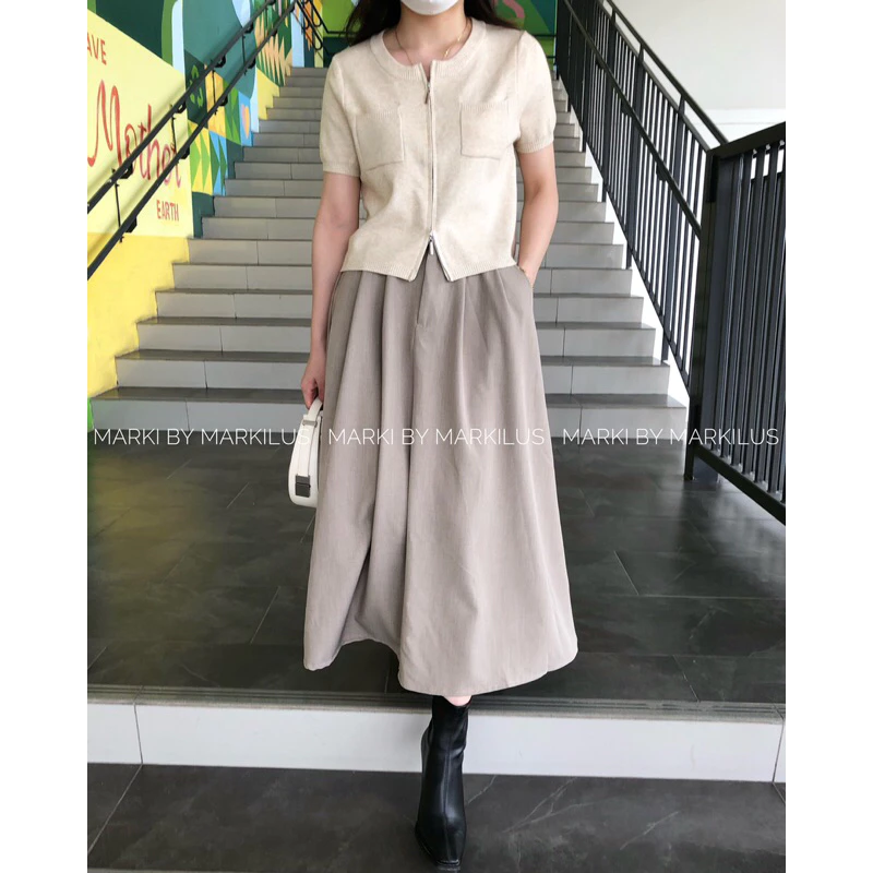 CHÂN VÁY MIDI DÁNG A CẠP CHUN SAU CO GIÃN CV354 - Hình ảnh 3