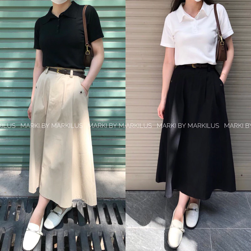 CV365 CHÂN VÁY KAKI CẠP CHUN SAU CO GIÃN (KÈM BELT) - Hình ảnh 2