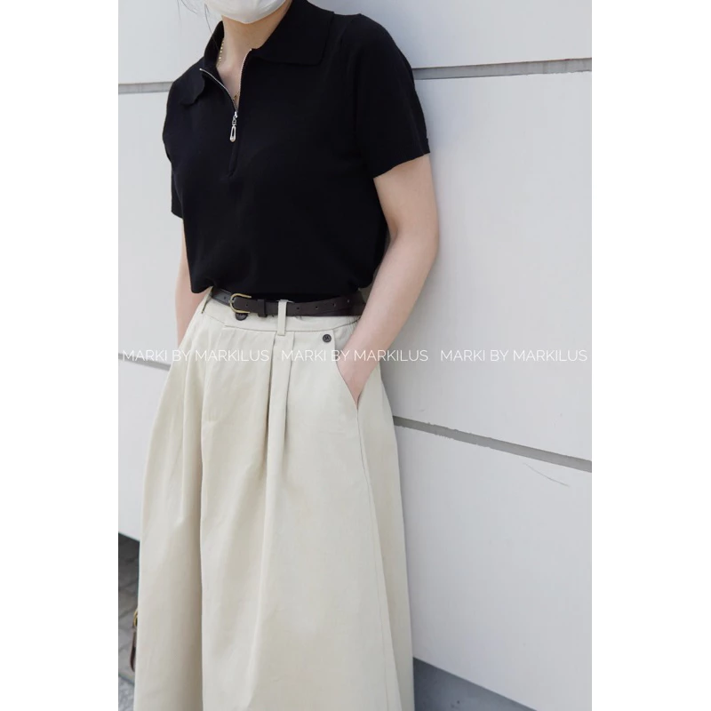 CV365 CHÂN VÁY KAKI CẠP CHUN SAU CO GIÃN (KÈM BELT) - Hình ảnh 3