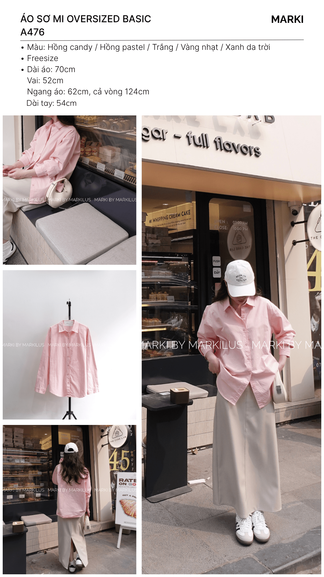 ÁO SƠ MI OVERSIZED BASIC A476 - Hình ảnh 2