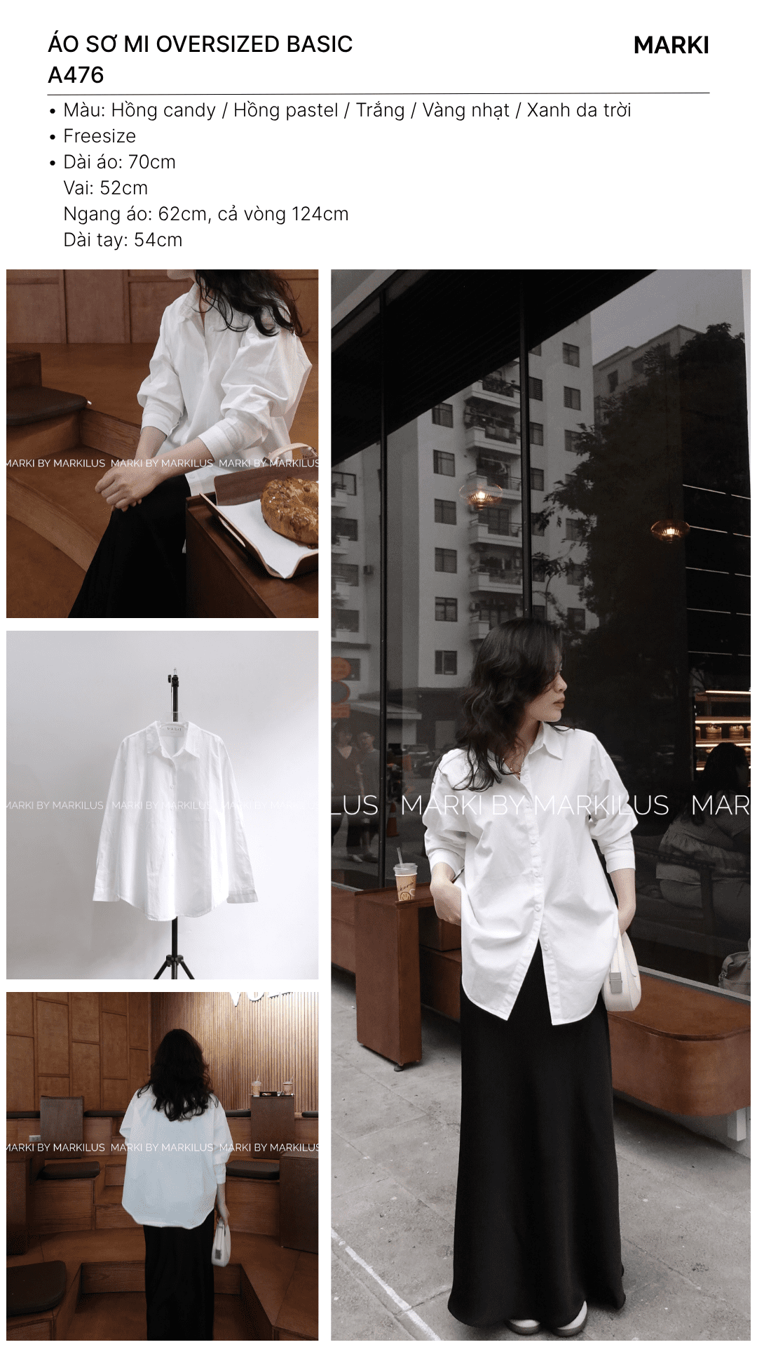 ÁO SƠ MI OVERSIZED BASIC A476 - Hình ảnh 4