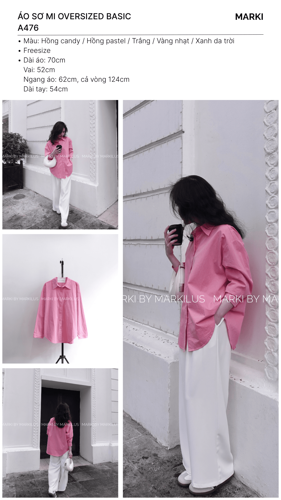 ÁO SƠ MI OVERSIZED BASIC A476 - Hình ảnh 3